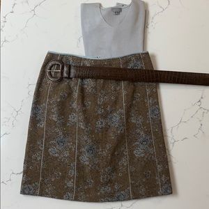 Ann Taylor a-line skirt - brown & blue floral print